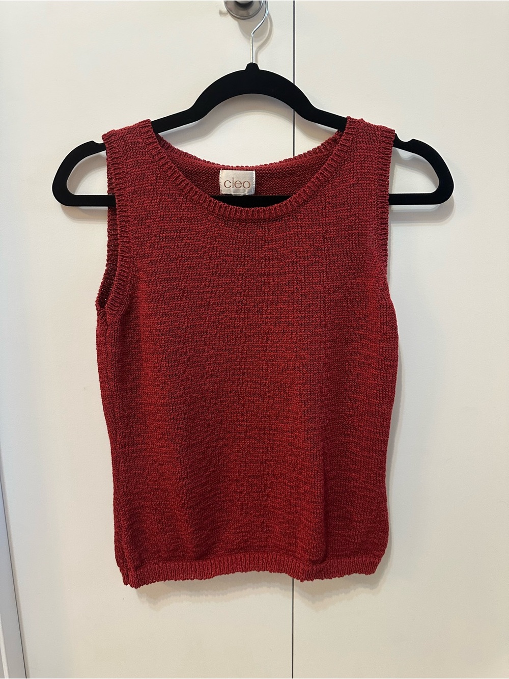 cleo Women’s Knit Sleeveless Tank in Deep Red, Small